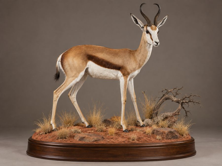 Full-body springbok on a Kalahari-style habitat base
